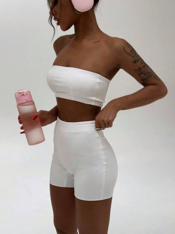 Костюм (топ+велосипедки) Skinny White