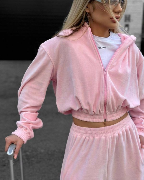 Костюм спортивний велюровий рожевого кольору