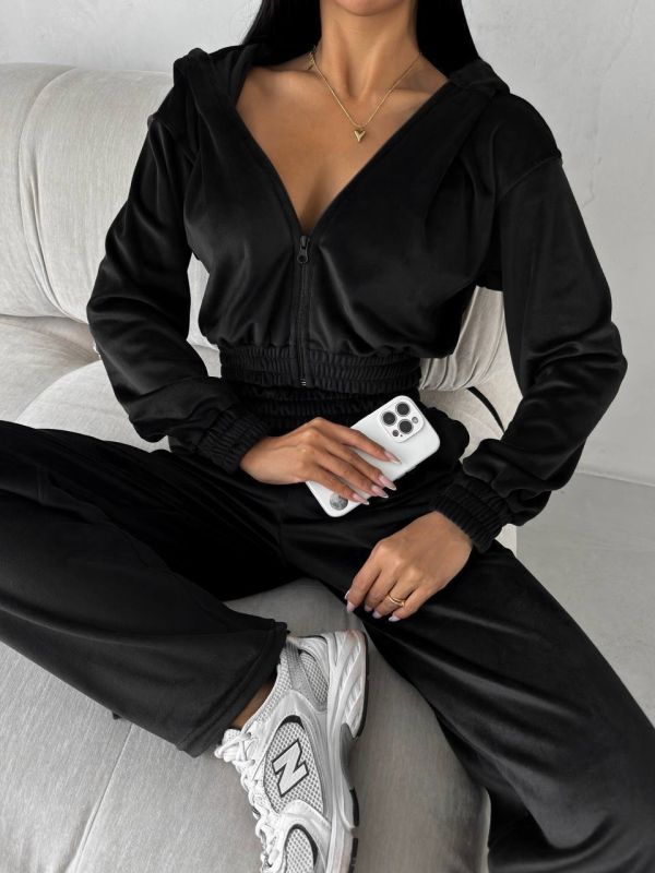 Костюм спортивний велюровий чорного кольору