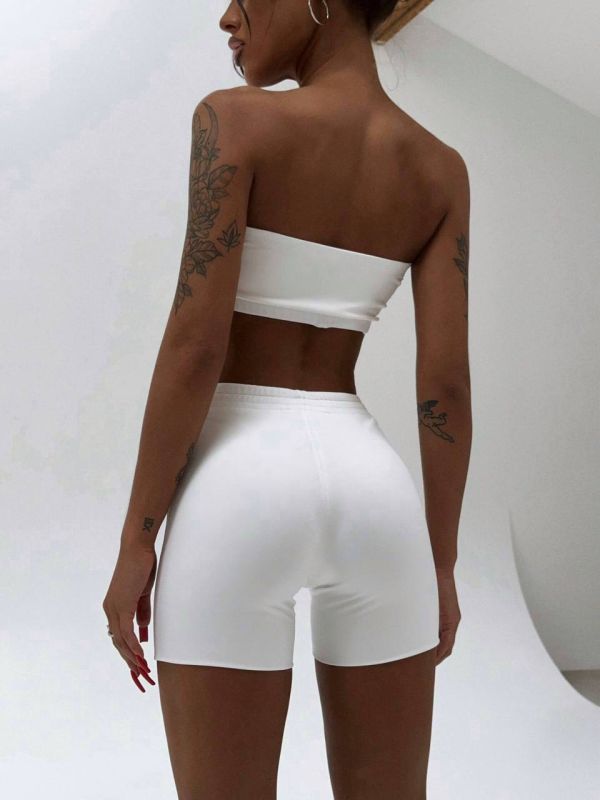 Костюм (топ+велосипедки) Skinny White